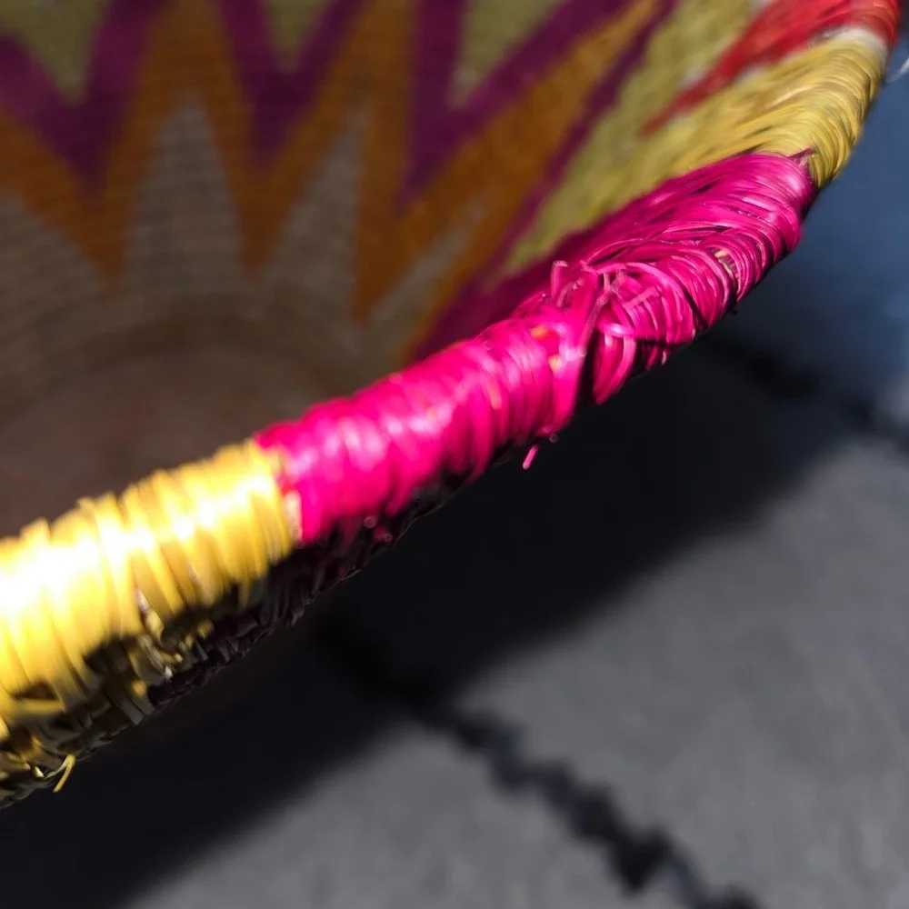 Artisan Woven Basket Bowl Colorful Boho‎ Decor Decorative Fruit Basket Bohemian